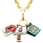 Shopper Mom Charm Necklace in Gold