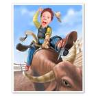 Ride a Bucking Bull Custom Photo Caricature Art Print