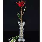 24K Gold Trimmed Burgundy Rose with Crystal Vase