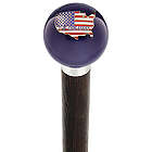 The Greatest US Flag Translucent Blue Round Knob Walking Cane