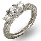 Three Stone Vintage Style CZ Engagement Ring