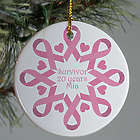 Personalized Pink Ribbon Snowflake Ornament