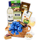 Classic White Wine and Snacks Gift Basket