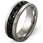 Men's Stainless Steel Ring with Black Chain Inlay