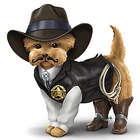 Cowboy Yorkie Figurine with Sheriff Uniform