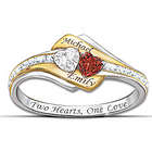 Two Hearts Become One Personalized Gemstone and Diamond Ring