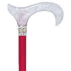 Red Pearlz with Rhinestone Collar and Red Shaft Walking Cane