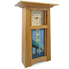 Craftsman-Style Cherry Wood Mantle Clock with Bridge Tile