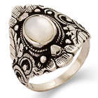 Sterling Silver Mother of Pearl Leaf Design Ring