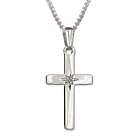 Sterling Silver Cross Necklace with Diamond Accent