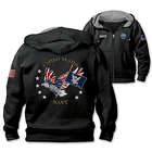 Men's Navy Pride Embroidered Design Fleece Hoodie Jacket