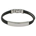 Lady's Personalized Stainless Steel ID Bracelet with Black Band