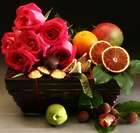 Three Part Harmony Fruit and Roses Gift Hamper