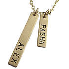 Long and Short Flat 14K Gold Bar Charm Necklace