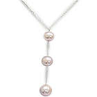 Triple Drop Pink Freshwater Pearl Necklace in Silver