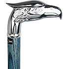 Chrome Plated Eagle Head Walking Cane with Denim Blue Shaft
