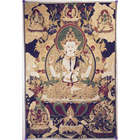 Avalokiteshvara Buddha on Navy Blue and Gold Tapestry