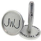 Customizable Sterling Silver Cuff Links with Silver Rim