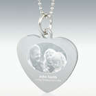 Silver Heart Photo Engraved Sympathy Pendant