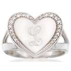 Personalized Initial Diamond Heart Ring in Sterling Silver