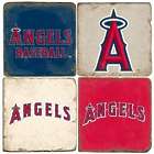 Anaheim Angels Italian Marble Coasters with Wrought Iron Holder