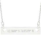 Personalized Coordinate Double Heart Silver Name Bar Necklace