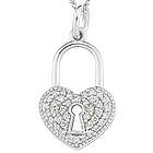 Diamond Heart Lock Pendant in 14k White Gold