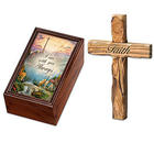Thomas Kinkade Holy Land Olive Wood Cross and Music Box