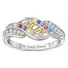 Mom's Blessings Sterling Silver Ring with Birthstones