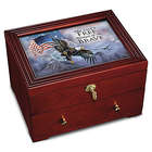The Free and the Brave Wooden Strongbox with Eagle Art