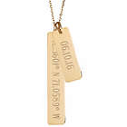 Custom Coordinate and Date Double Vertical Gold Bar Necklace