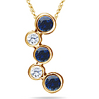 18K Yellow Gold Sapphire and VS Diamond Bubble Pendant Necklace