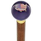 USA Flag Translucent Blue Round Knob Cane