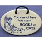 Handcrafted Books and Cats Ceramic Wall Plaque