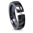 Black Titanium Ring with Tension Set Diamond