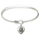Adult's Rhodium-Plated Bangle with Heart Communion Charm