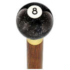 8 Ball Black Sparkle Round Knob Cane with Color Ash Shaft