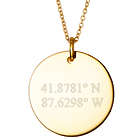 Engraveable Custom Coordinate 5/8" Gold Plated Round Tag Pendant