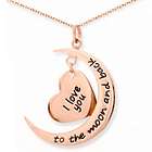 To The Moon and Back Rose Gold Heart and Moon Necklace