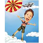 Sky Diving Adventure Caricature from Photo Art Print