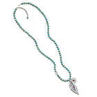 Beaded Turquoise Necklace with Sculpted Feather Charm