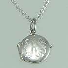 Child's Round Monogrammed Silver Locket Necklace