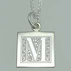 Floral Initial Engraved Silver Pendant/Necklace
