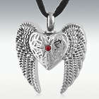 Angel Heart and Wings Stainless Steel Cremation Pendant