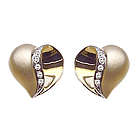 Satin Finish Diamond Heart Earrings