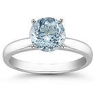 Aquamarine Solitaire Sterling Silver Ring