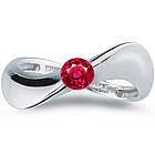 Ruby Solitaire Wave Ring in 14K White Gold