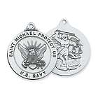 St. Michael Protect Us Sterling Silver Navy Pendant