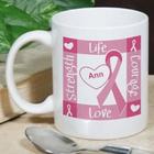 Ribbon of Heart Breast Cancer Awareness Personalized Coffee Mug