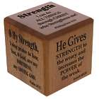 Strength Themed Scripture 2.5" Wood Cube